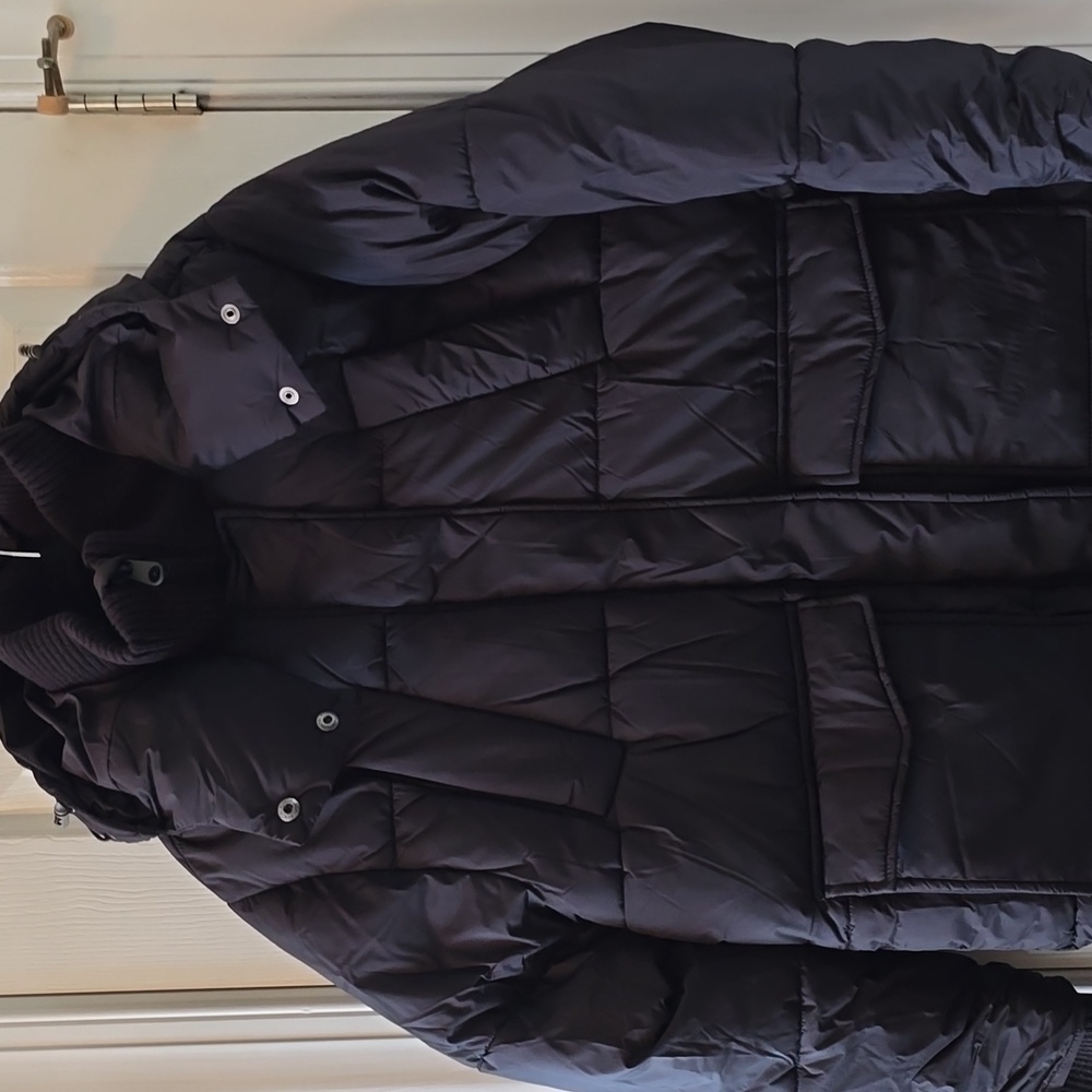 ARIZONA JEAN CO WOMEN'S BLACK JUNIORS LONG HOODED PUFFER WINTER COAT SIZE XS
